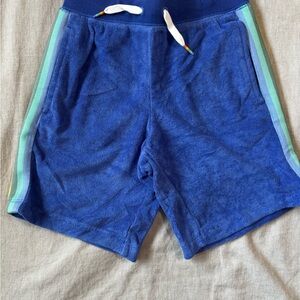Hanna Andersson Blue Terry Shorts with Rainbow Stripe, NWOT